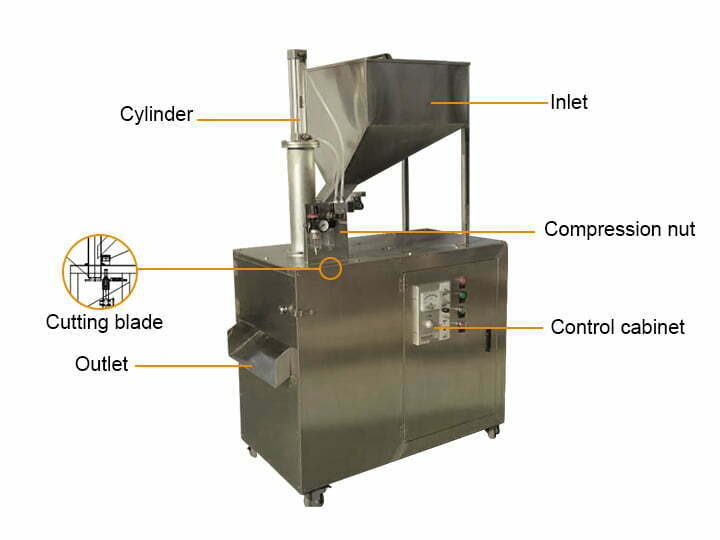 estrutura da máquina de fatiar amêndoas