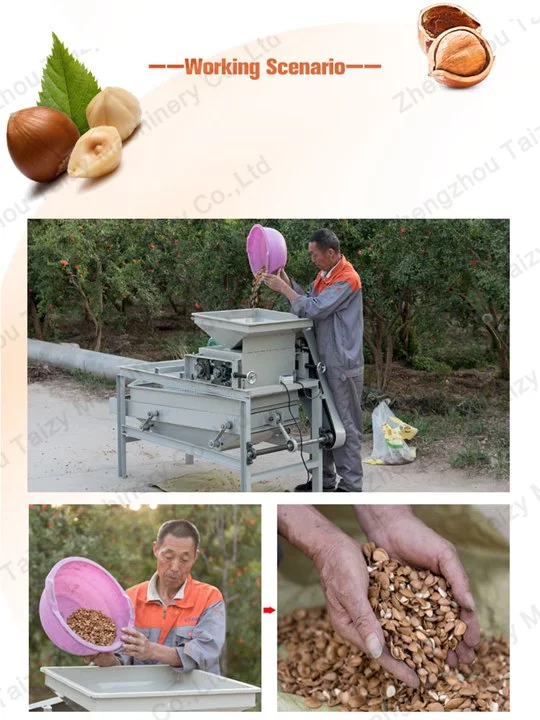 Peladora de almendras operada 